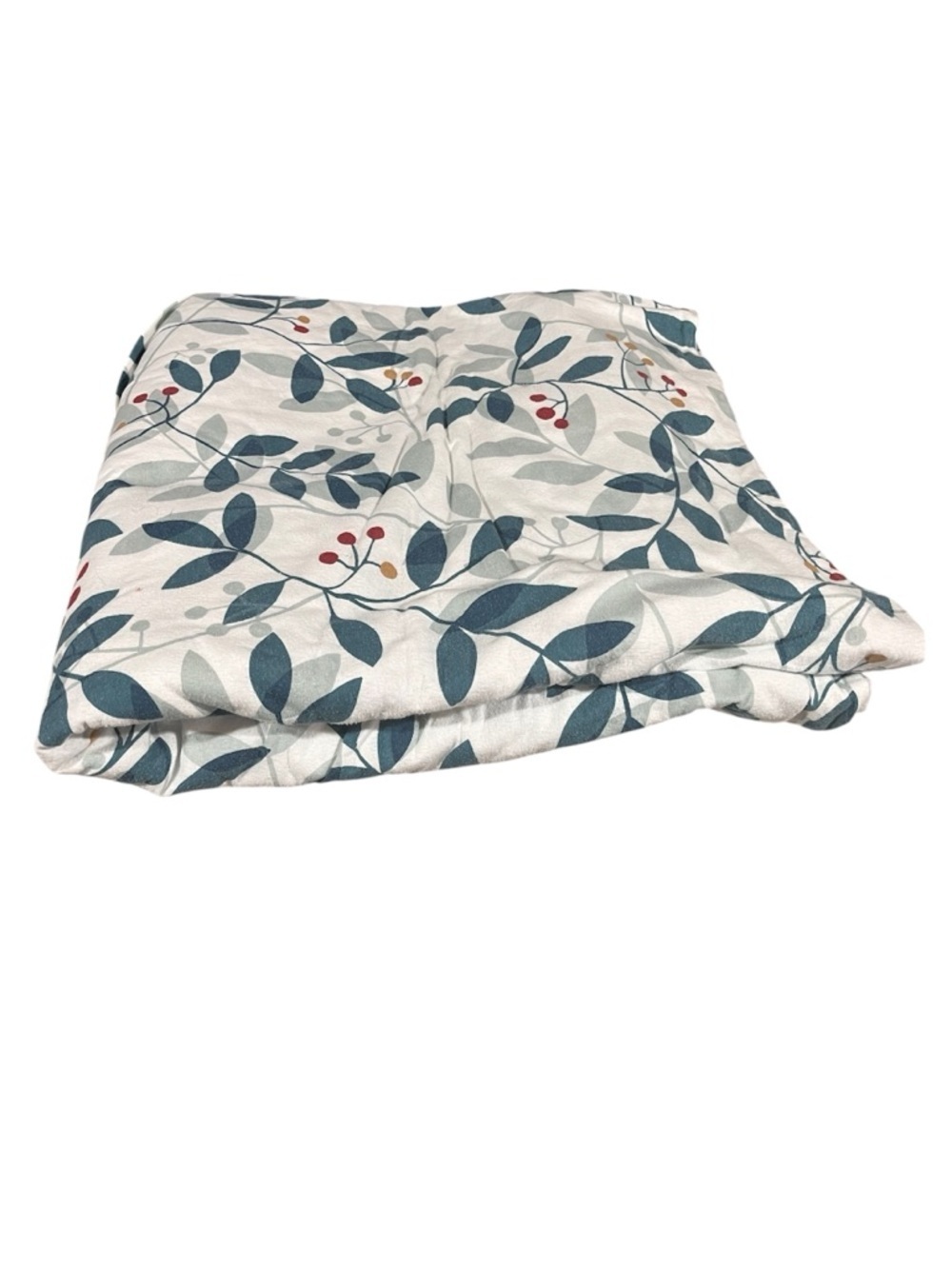 The Company Store Queen Teal Velvet Flannel Duvet Cover Leaves and Berries - Picture 4 of 9